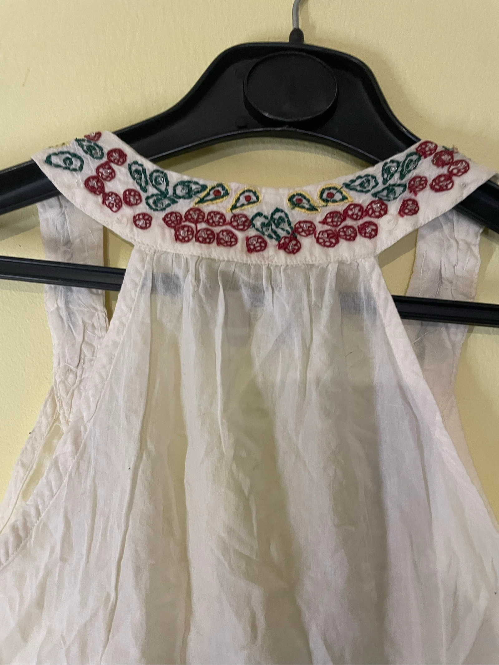 Top branco halter 100% algodão bordado colorido Verão  – photo 6